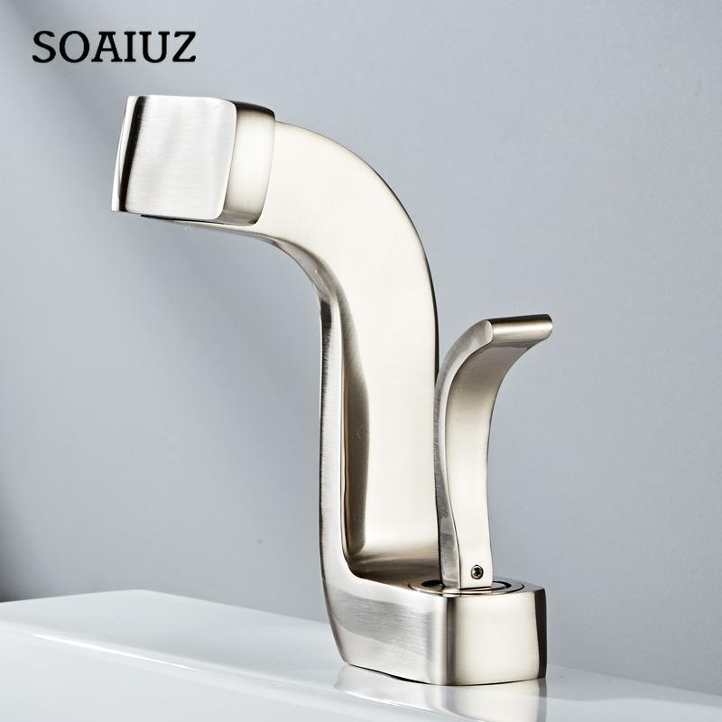 Tuqiu Bathroom Faucet Brass Gold White Bathroom Basin Faucet Cold And Water Mixer Sink Tap Deck Mounted