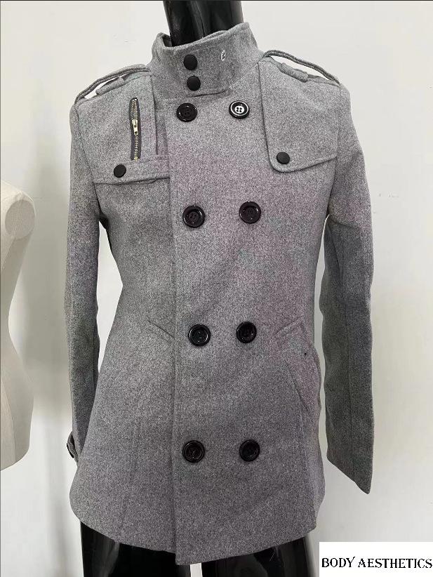 Men's Slim Medium-Length Woolen Coat - New Windbreaker Jacket N3