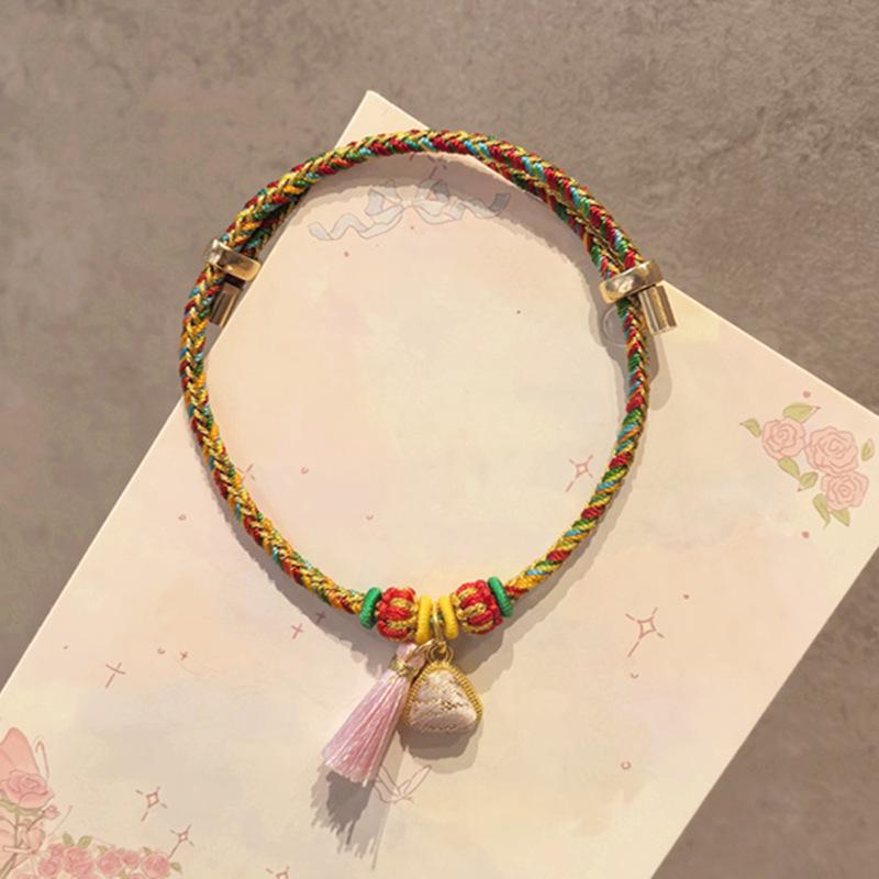 Dragon Boat Festival Zongzi Bracelet: Handmade Five-Color Woven Rope for Men, Women, and Children.