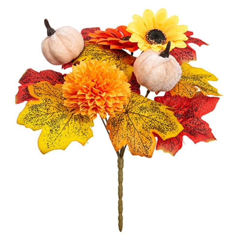 Seasonal Harvest Stem for Fall Vase Styling, Artificial Arrangement Piece for Table Display and Holiday Hosting
