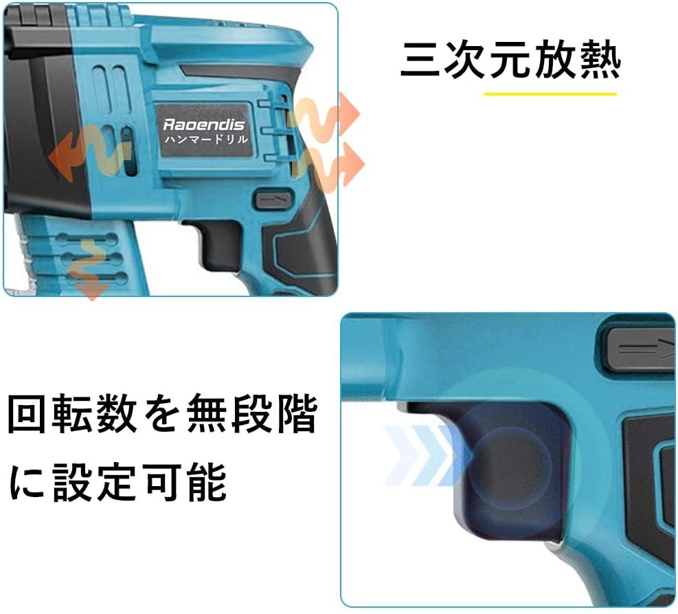 Kyohen Cordless Electric Hammer Drill with Storage Compatible with Makita Hammer Drill for Drilling and DIY Case, 18V, Powerful, Professional-Grade
