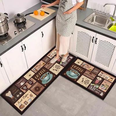 Tappeto da Cucina Caffè Decorazione Stile Fattoria Tappetino da Pavimento Cucina Assorbente e Lavabile Tappeto Runner Tappeto da Cucina Vintage Caffè