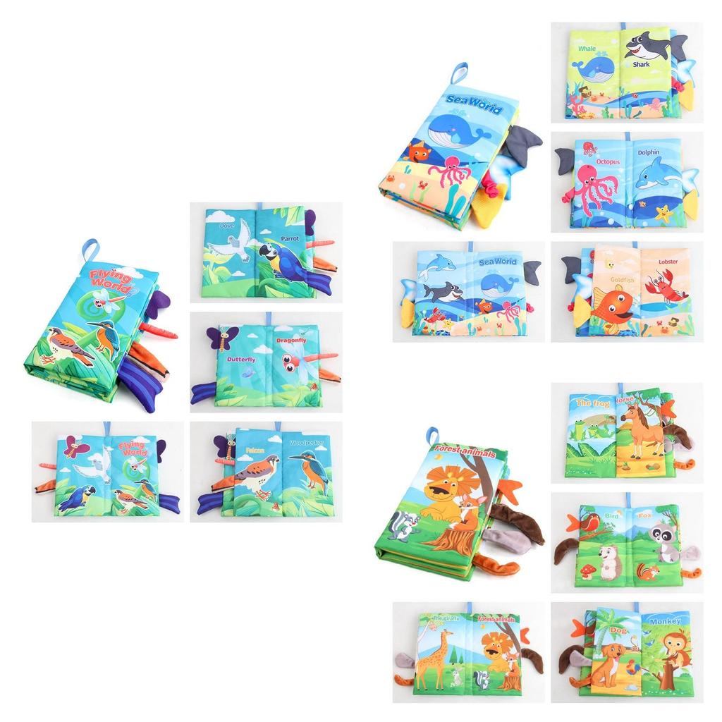 Ocean Animals Tail Cloth Book English Baby Early Education Tearable Sound Paper