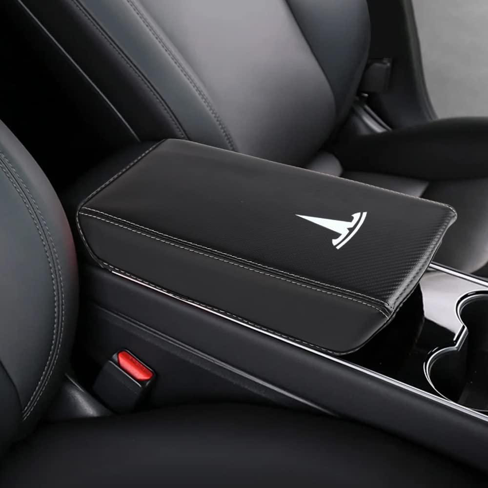 LEXLEYS Tesla Model 3/Model Y Console Box Cover, Armrest Box Accessory, Customizable, Dress-Up Interior, Stain and Scratch Protection [Carbon Fiber]