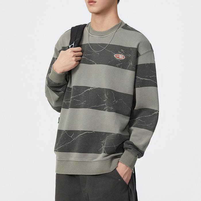 

360G Осень-зима Американский ретро полосатый свитер мужской свободный большой размер молодежная одежда мужской модный топ мужская одежда 4XL