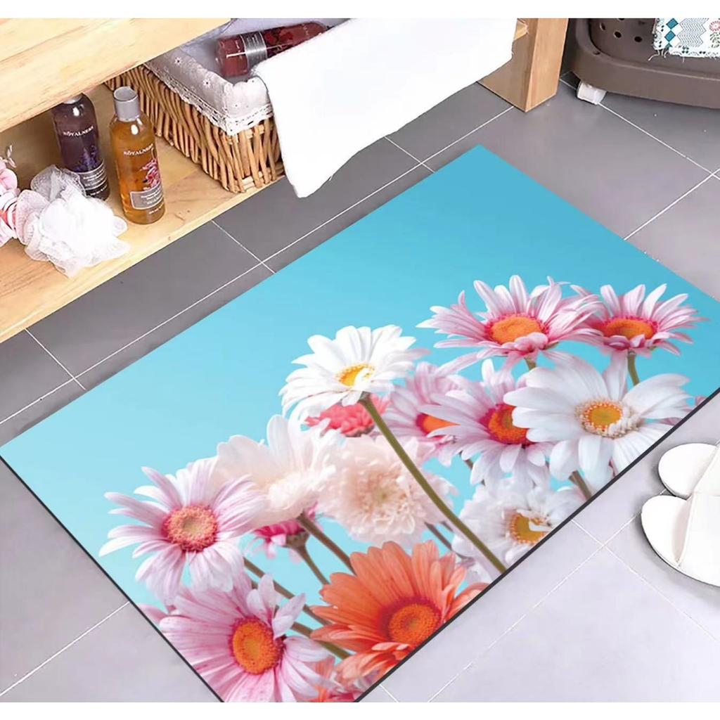 Diatom Printing Bathroom Thickening Mat Bath Non-slip Carpets In Wash Basin Bathtub Side Floor Rug Shower Room Doormat Memory Foam 3D Pad