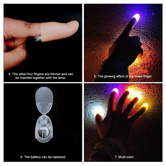 Magic Thumb Lights LED Magic Thumb Prank Toy Light Up Flashing Fingers Tips for Magic Stage Tricks Performance Props