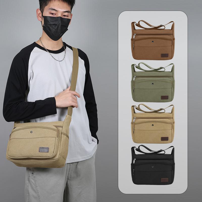 Men's High Quality Canvas Shoulder Bag – Fashion Crossbody Tote for Casual Outings Travel & Office