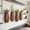 4Pcs Wooden Wall Mount Vase Farmhouse Rustic Home Office Living Room Wall Hanging Artificial Plants Holder Dried Flower Vase Decoration