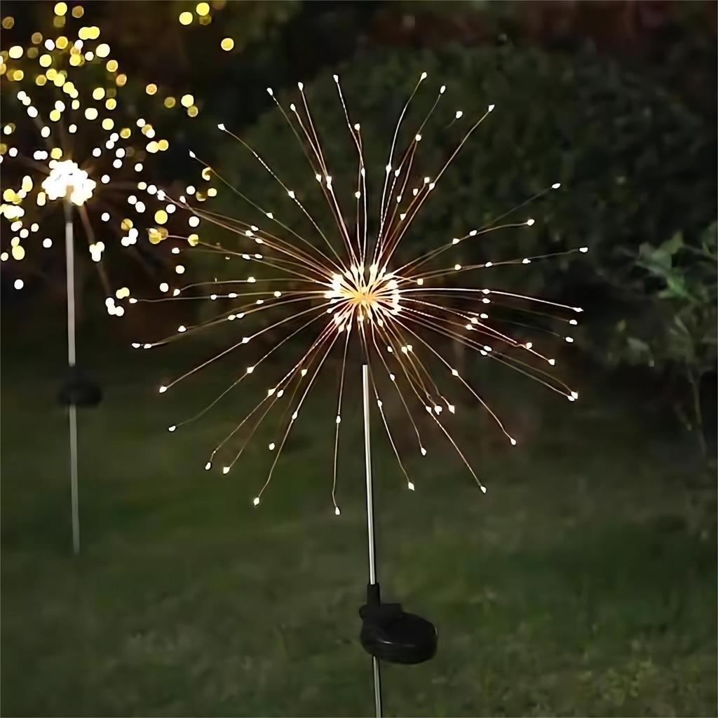 1 Pack Solar Fireworks Lights Outdoor,Holiday Lighting Firework Lights for Garden Patio,Halloween,Christmas,Wedding,Wall Decor