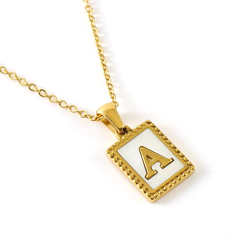 18K Gold Stainless Steel Letter Pendant Necklace – European and American Style Titanium Steel Clavicle Chain for Women