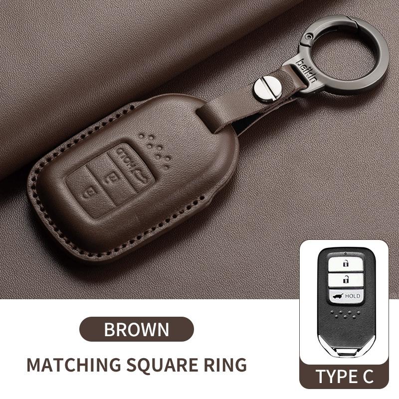 Leather Car Remote Key Case Cover for Honda Civic 11th 2022 for Honda Civic Accord HR-V CR-V CRV 2022 2023 Protector Holder Fob