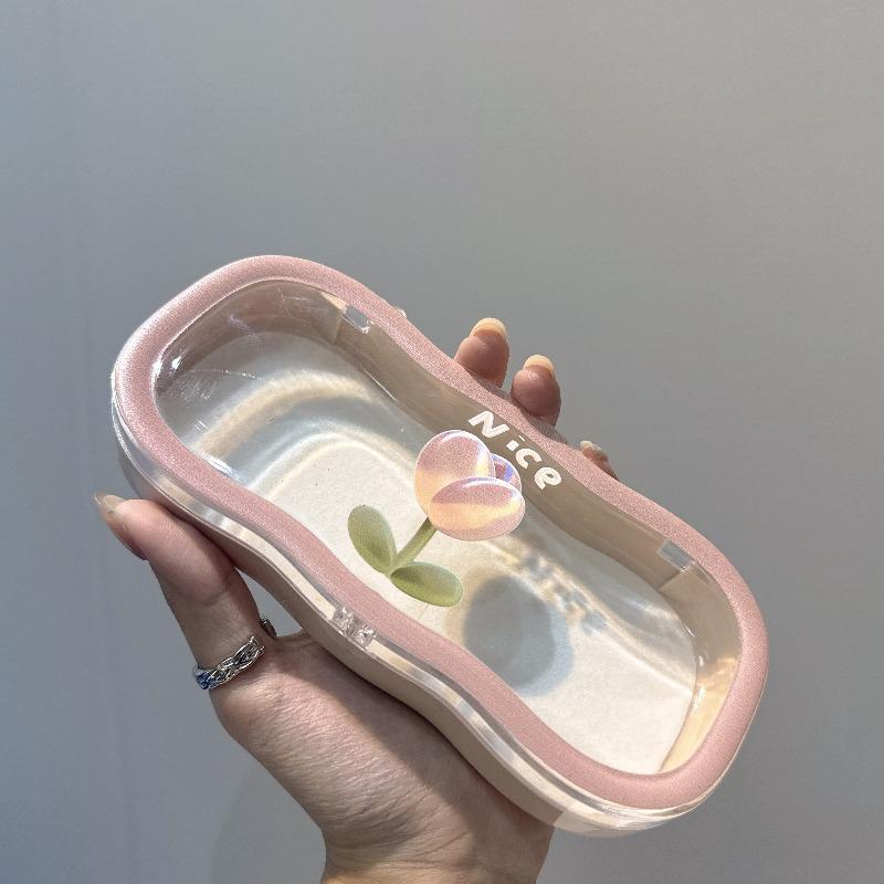 1Pc Transparent Retro Tulip Glasses Case, Portable Fashion Glasses and Reading Glasses Storage Case