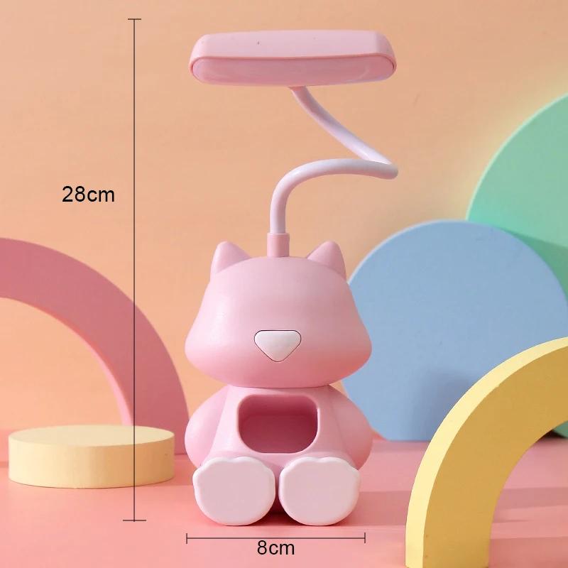 Creative Led Study Desk Lamp with Phone Holder Bedside Color Adjust Table Lamp for Kids Student Room Cute Flexible Night Lights