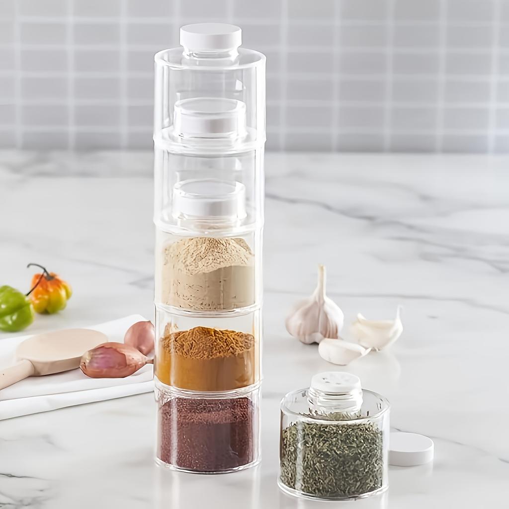 Stapelbare Gewürztöpfe Zurück zur Schule Lebensmittelgeeignetes Material Platzsparendes Design Transparente Aufbewahrungsboxen für Küchenaufbewahrungswerkzeuge