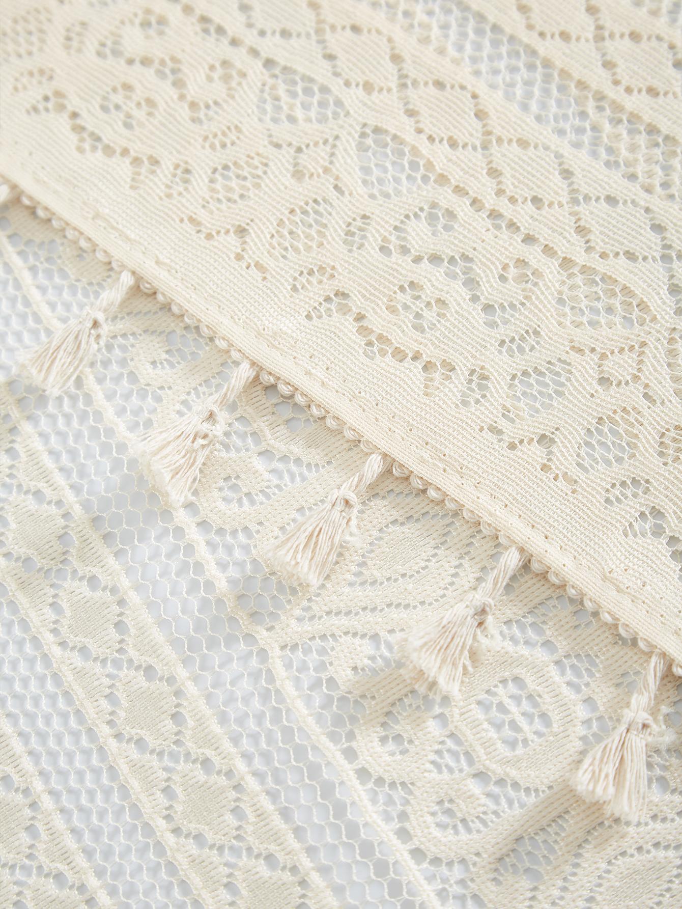 

1 шт бежевые кружевные занавески небольшого размера с кисточками, занавески для двери в гостиную, спальню, окна, украшения для праздничных вечеринок 100x200cm&Fixed Pleat бежевый