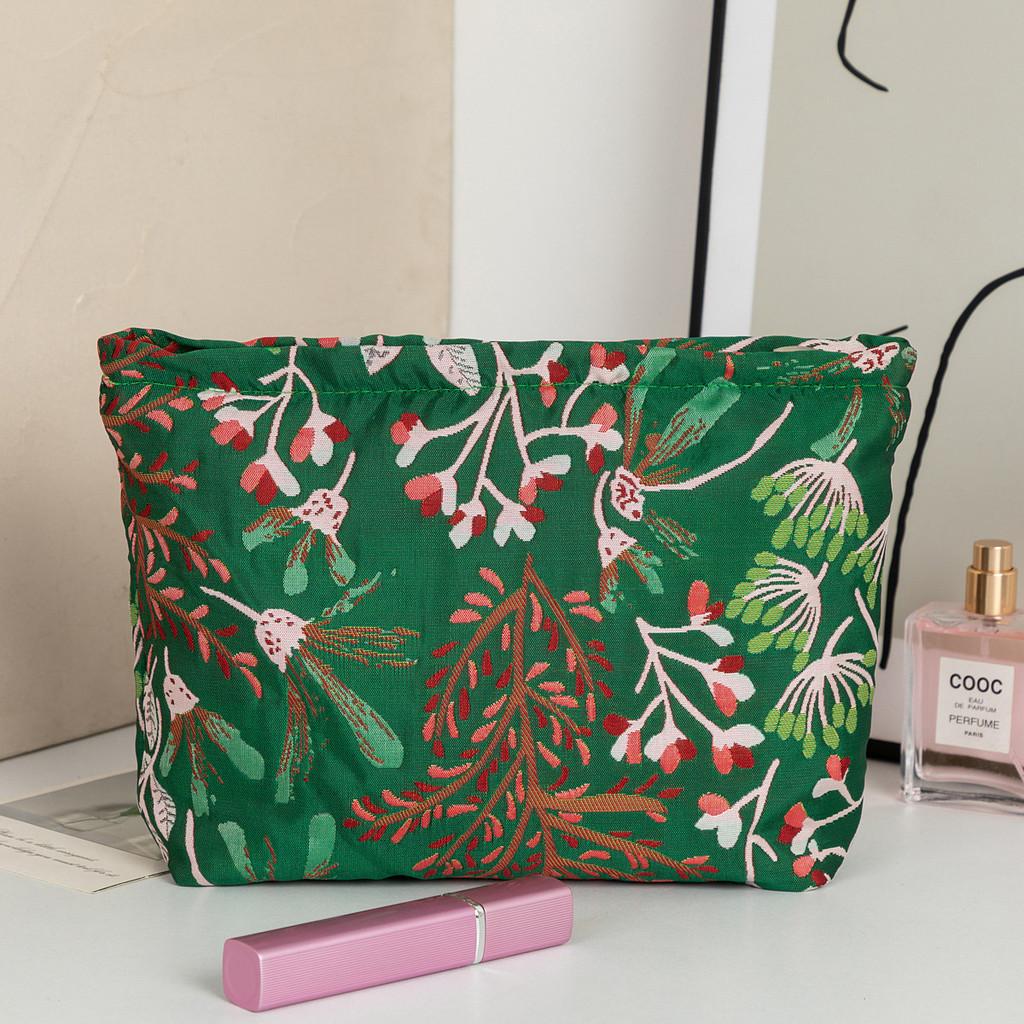 Mushroom Embroidered Makeup Bag With Zipper For Travel And Daily Use