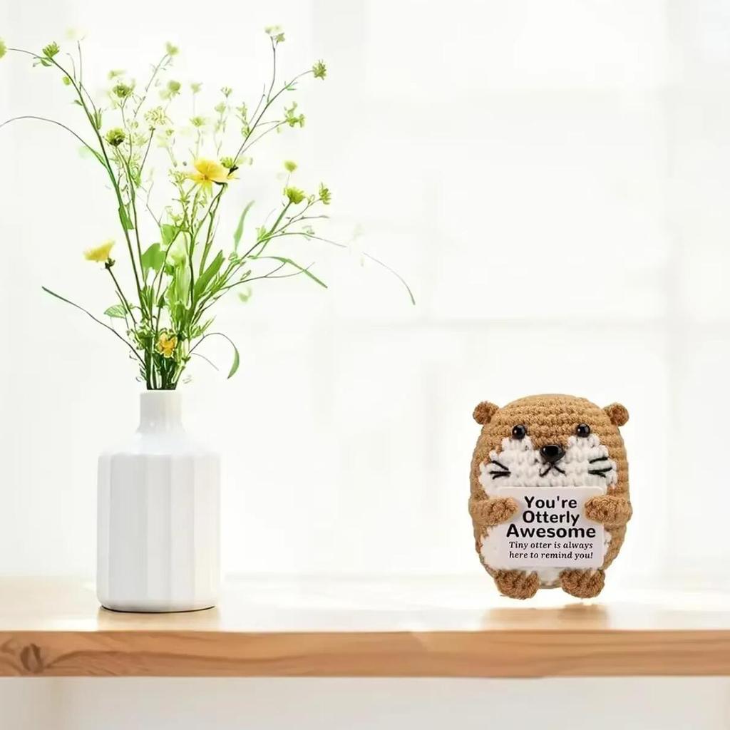 Häkeln Positive Energie Otter Puppe Mit Karte Heim Zimmer Dekoration Handgemacht Entzückendes Tier Gestrickter Otter Schreibtisch Ornament Geschenke
