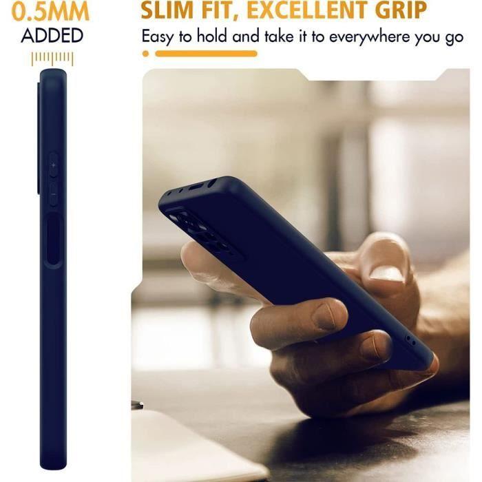 Coque - E.F.CONNECTION - pour Xiaomi Mi 11 Pro - Silicone Bleu Marine - Anti-choc - 2 Vitres Verre Trempé