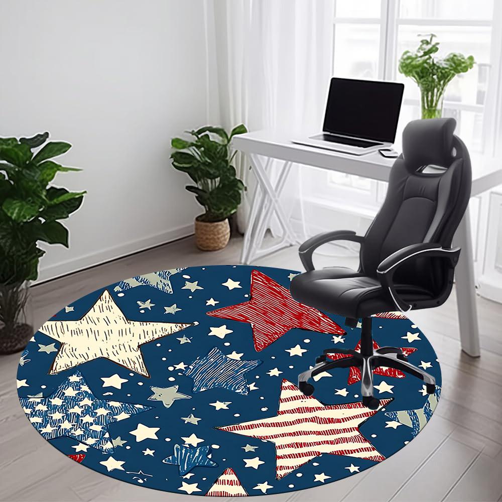 1pc Stars American Office Round Area Rug,  Mat Suitable ForOffice, Under Office Chairs Bedroom Living Room Home Decor, Room Deco