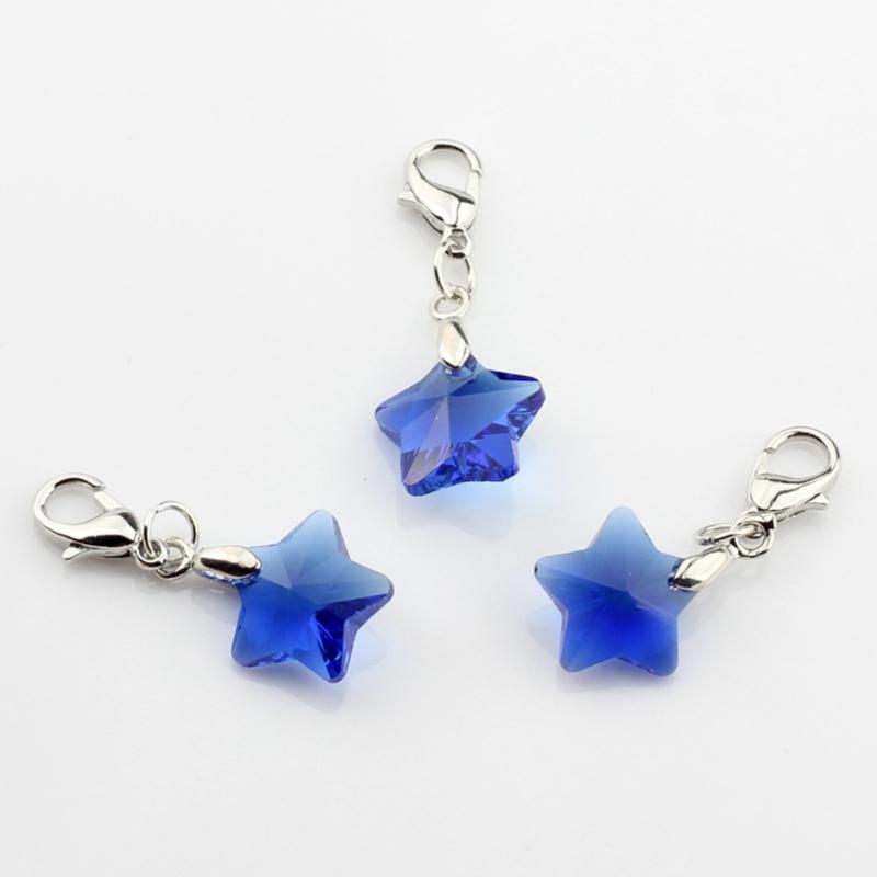 Five-Pointed Star Crystal Beads Tassels Charm Lobster Clasp Pendant for DIY Keychain Necklace Jewelry Making Tool