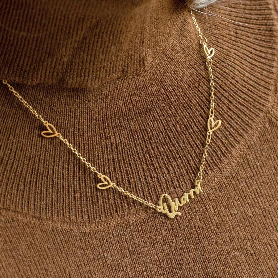 Atoztide Custom Name Necklace for Women with Heart Stainless Steel Jewelry Nameplate Choker Chain Personalized Birthday Gifts
