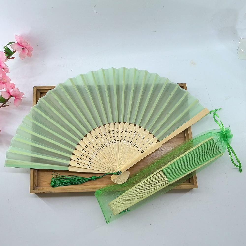 Wear Resist Folding Fan Cooling Tool Bamboo Hand Fan Fashionable Silk Hand Fan Festival Party