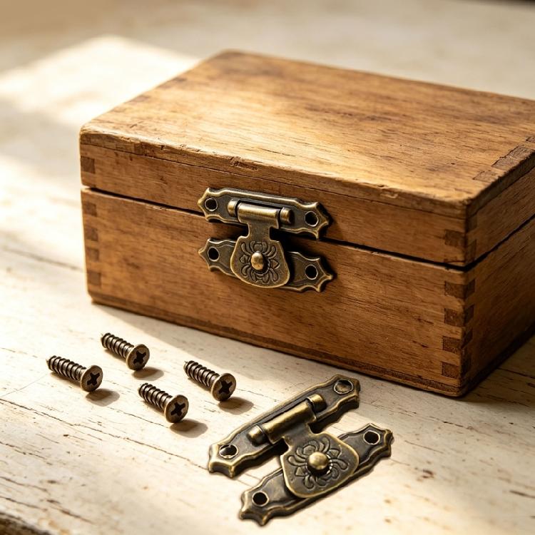 Jewelry Storage Hardware Fastener with Screws for Wooden Chests, Decorative Metal 10Pcs for Repair and DIY Projects