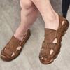 Summer Men's Leather Sandals Handmade Breathable Beach Shoes