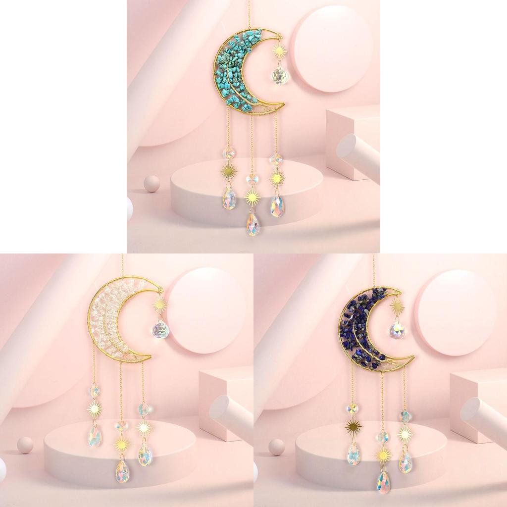 Water Crystal Tree Moon Sun Catcher Hanging Decor For Home And Meditation
