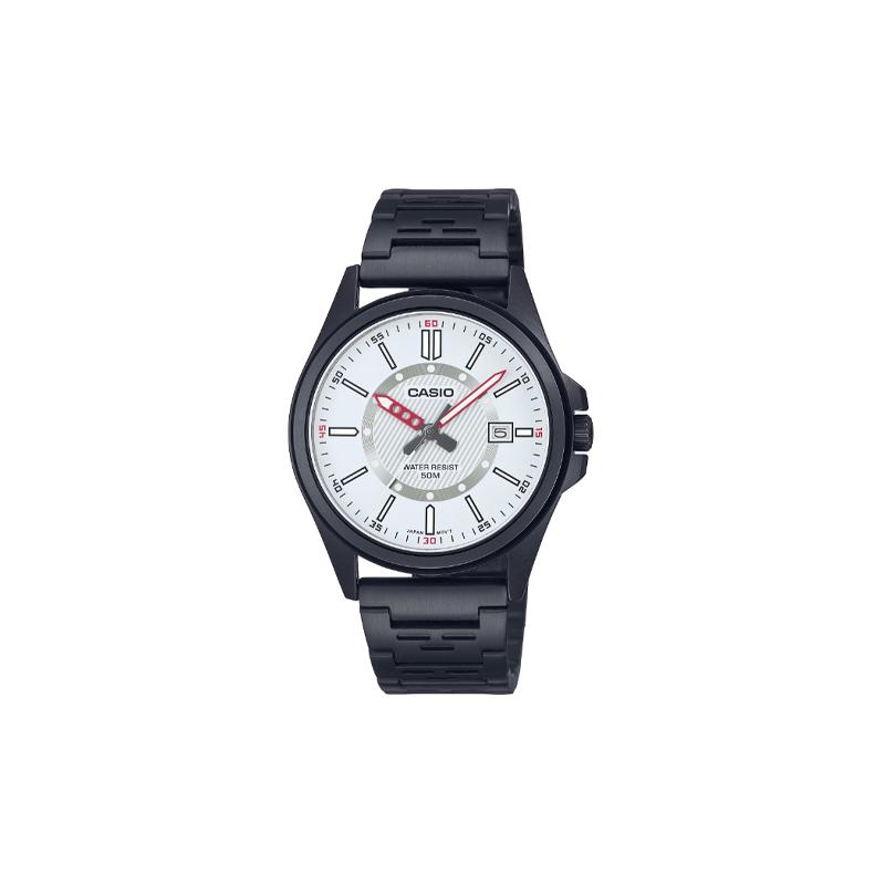 CASIO STANDARD series 50 meters waterproof and elegant Quartz Steel Strap men's watch white dial MTP-E700B-7EV