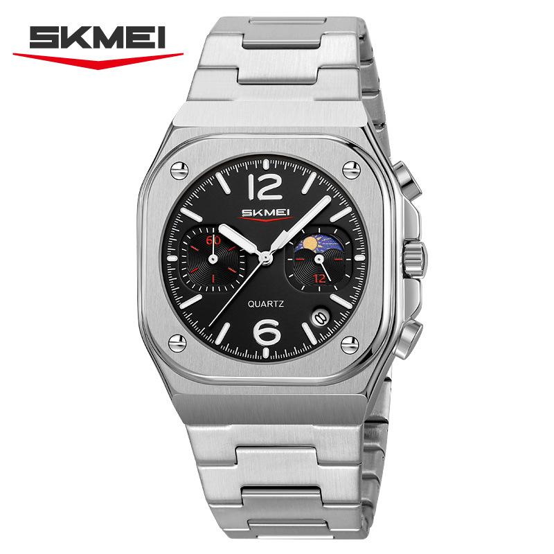 SKMEI New Design Quartz Wristwatches Men Golden Stainless Steel Watch Date Functions Luxury Clock Man