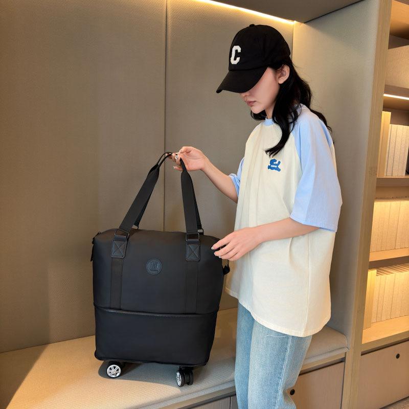 Multi-functional Swivel Wheel Travel Bag for Women, Dry and Wet Separation, Fashionable Large-capacity Luggage Bag, Expandable Moving Storage Bag
