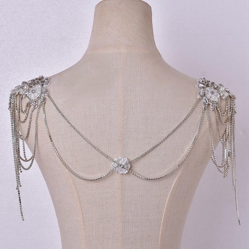 Elegant Rhinestones Fringe Shoulder Harness Body Jewelry For Women Wedding Party Beach Wear Detachable Versatile Fashion Accessory