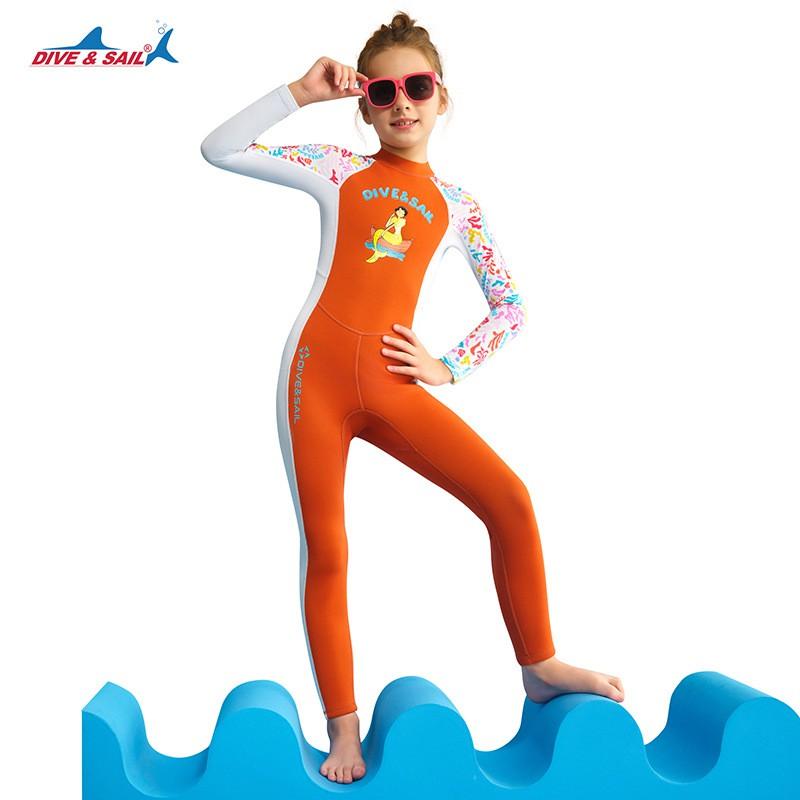 Children's Diving Suit Women's 1.5MM Thermal One-piece Swimsuit Lycra Long-sleeved Breathable Snorkeling Jellyfish