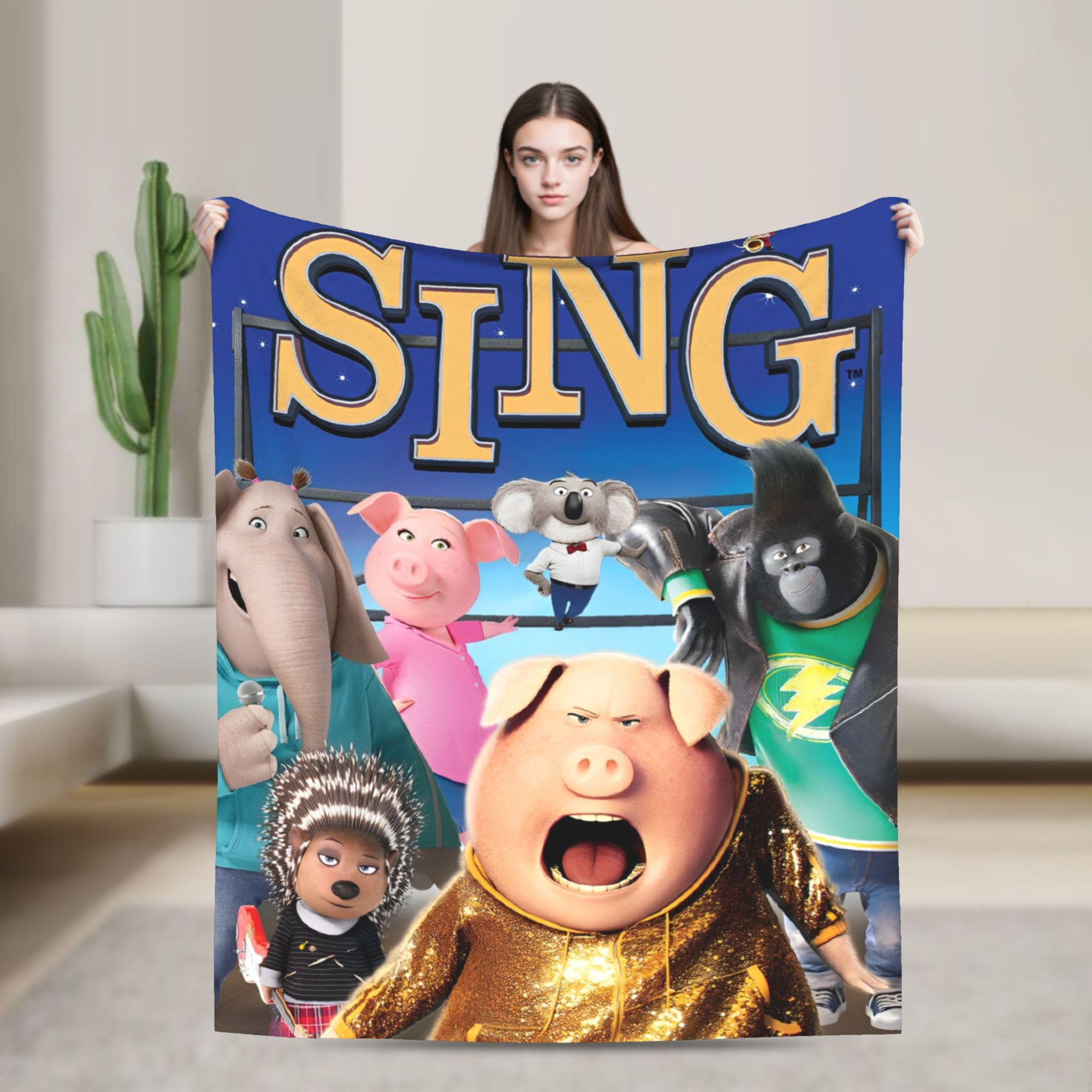 

Sing 2 Movie All Characters Super Warm Blanket Picnic Plush Throw Blanket Fluffy Bedroom Flannel Bedspread Sofa Bed Cover 130x150cm
