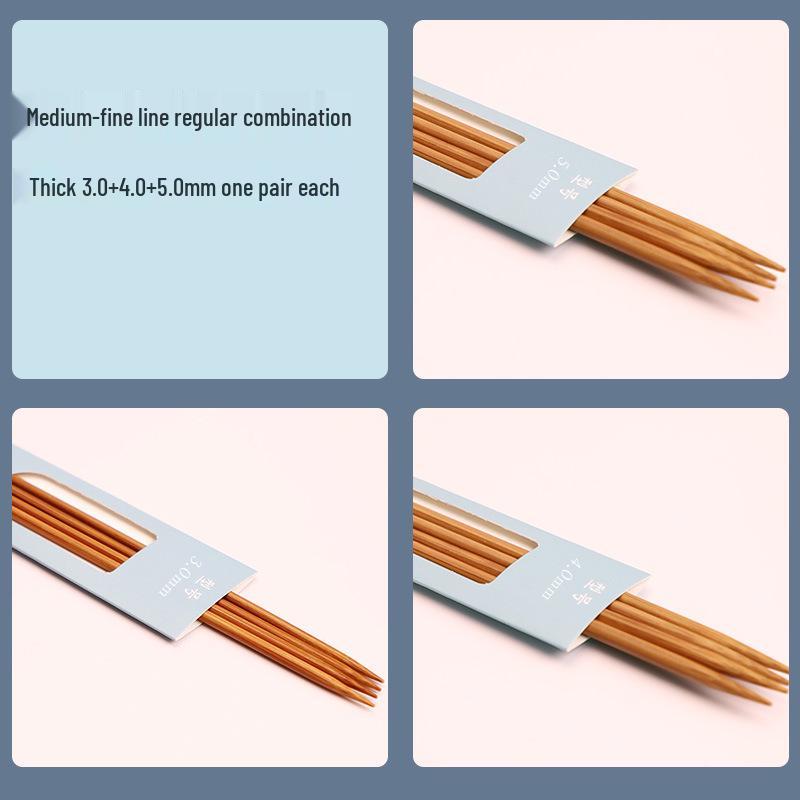 Karbonisierte Bambusgarn- & Schalstrickwerkzeug-Set - Gerade, dicke Nadeln zum Handstricken & Häkeln