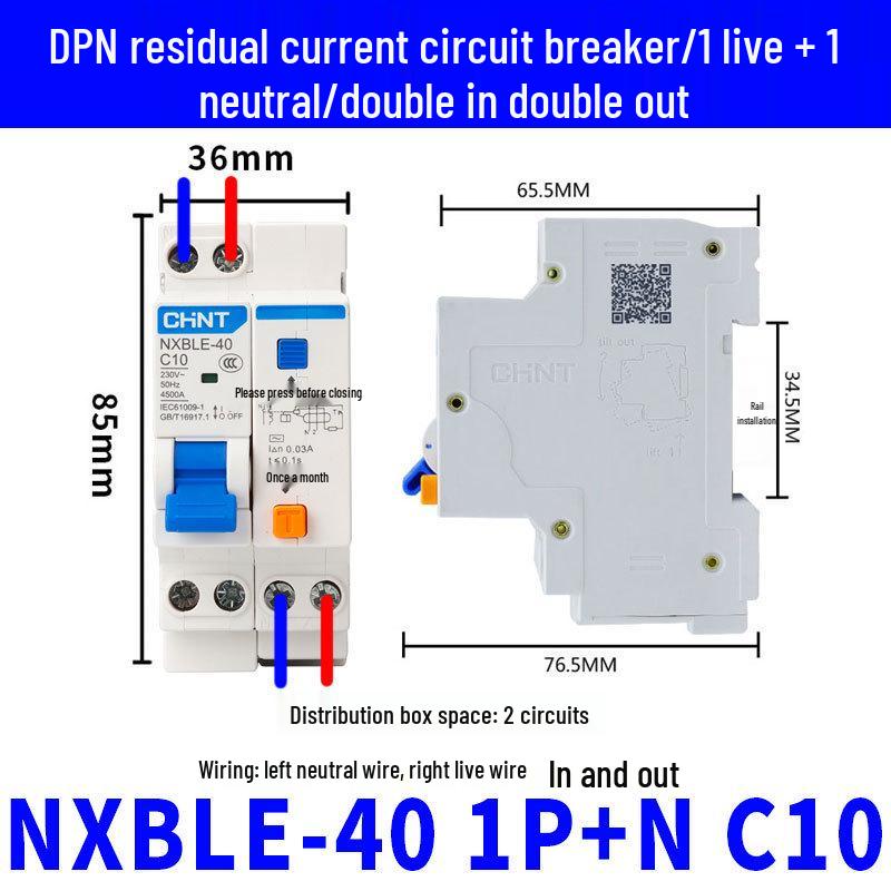 Chint 2P63A Air Switch with 32A RCCB for Three-Phase Electricity Protection and Household Circuit Breaking