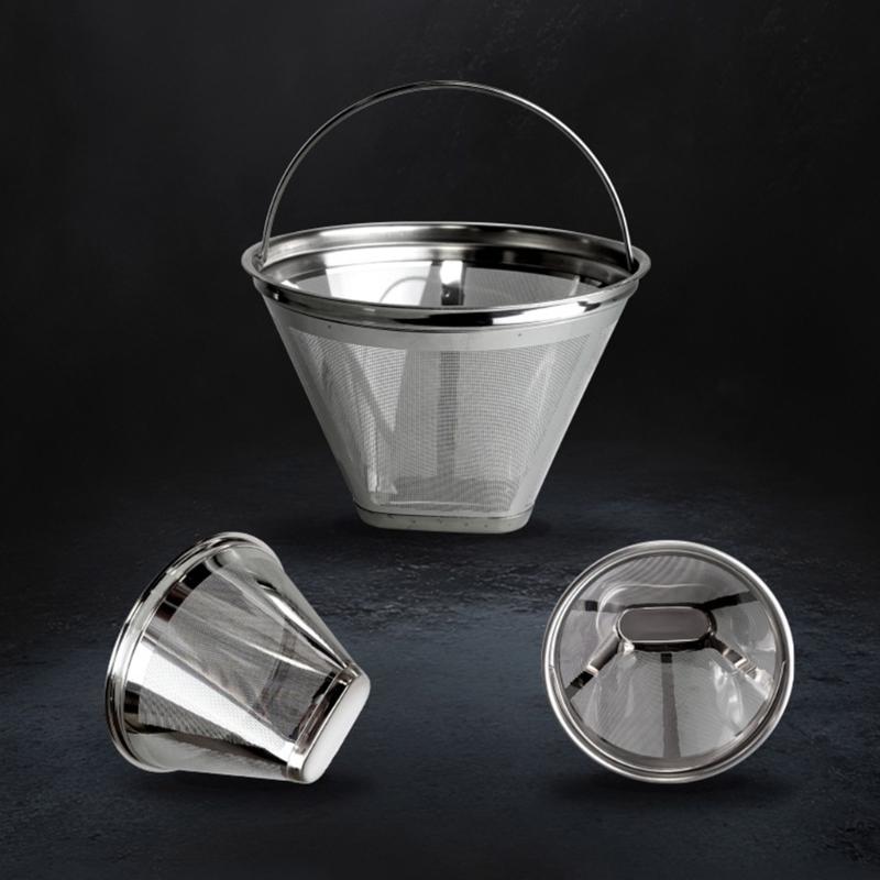 Stainless Steels Coffee Filter Fine Mesh Screen Reusable Cone Shape Strainer for Espresso Coffee Maker Machine Part