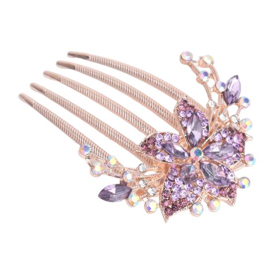 

Hair Comb Long Lasting High-end Shiny Rhinestone Five Teeth Hair Barrette Hair Styling Accessories фиолетовый
