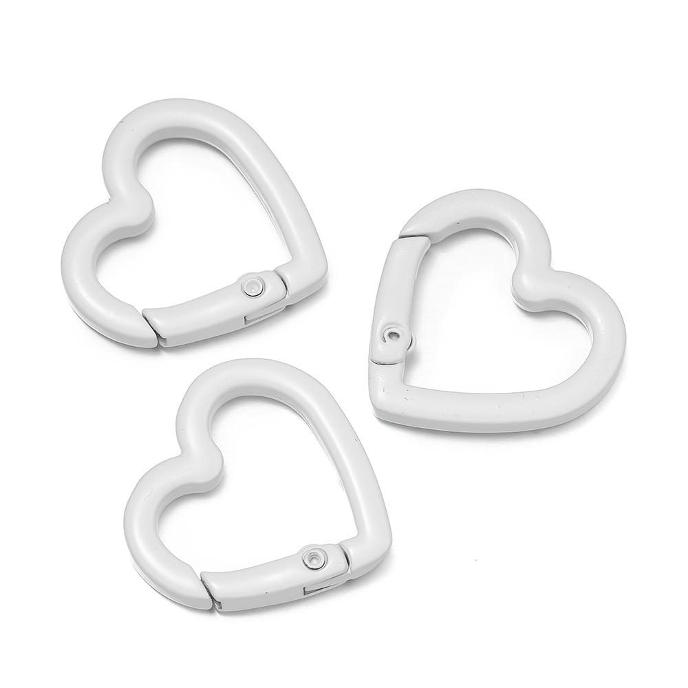 5pcs Metal Heart Spring Clasp Openable Love Shape Carabiner Keychain Clips Hook Dog Chain DIY Jewelry Buckles Connector