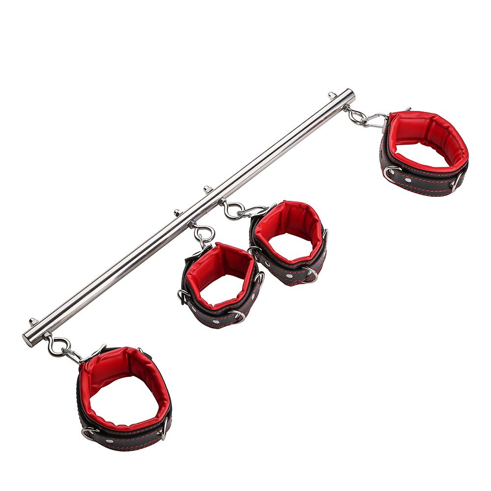 BDSM Bondage Set Stainless Steel Adjustable Telescopic Sex Slave Handcuffs Ankle Cuffs Fetish Restraints Sex Toys for