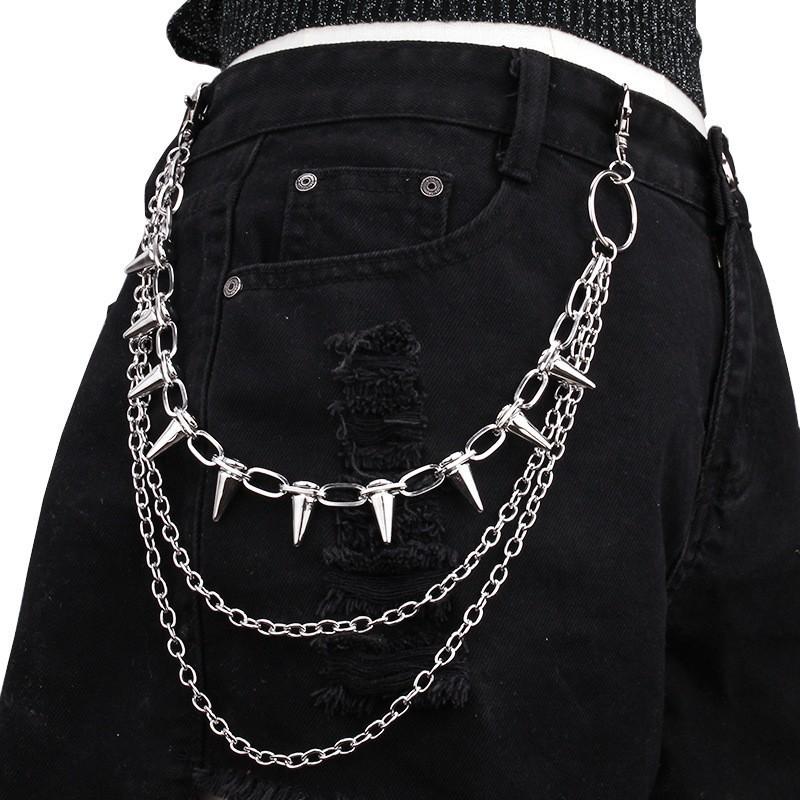 Metal Rivet Hip Hop Waist Chain For Unisex Stage Performance And Dance Costumes