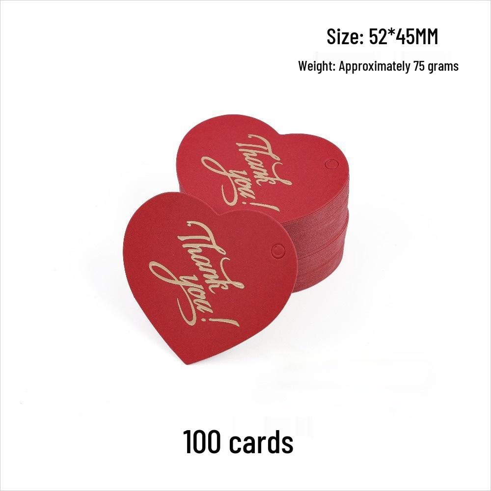 Heart-Shaped Cowhide Paper Blank Tag - Valentine's Day Red Label