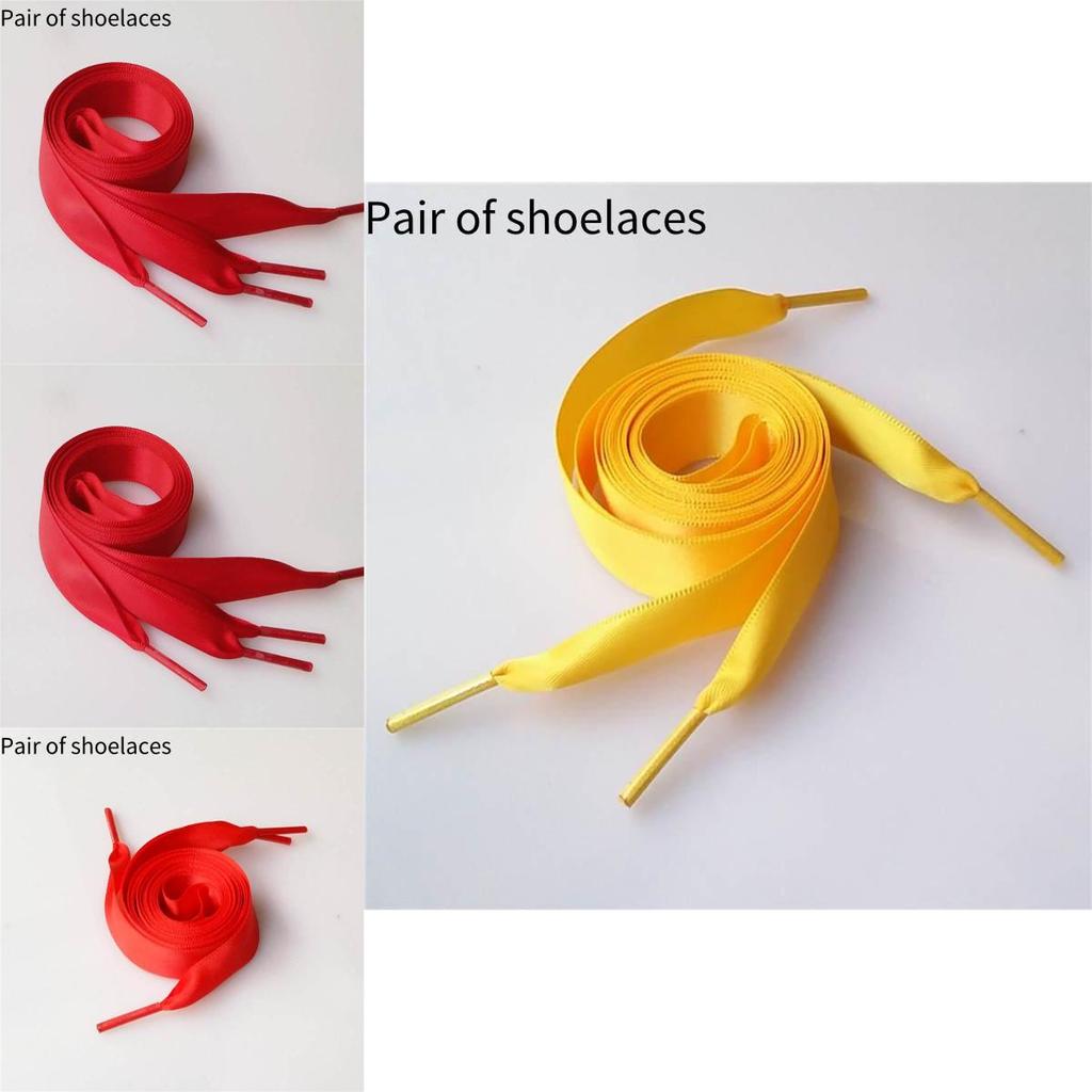 Wide 2cm Colorful Polyester Ribbon Shoelace For Dress Shoes Satin Flat Lace