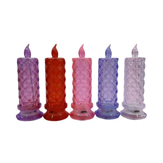 Yousheng 1/5Pcs LED Faux Crystal Candle Light Rose Shadow Electric Flameless Flickering Simulation Candle Lamp Anniversary Wedding Christmas