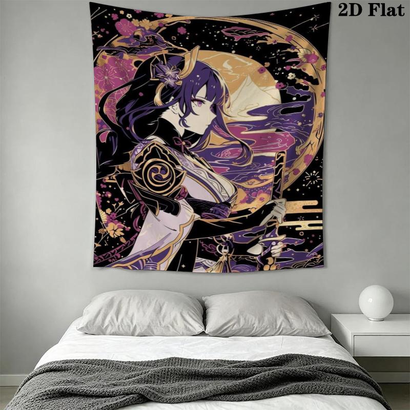 Genshin Impact Wall Tapestry Aesthetic Wall Hanging Printed Fabric Blanket Decorative Tapestries for Bedroom Living Room Home Decor