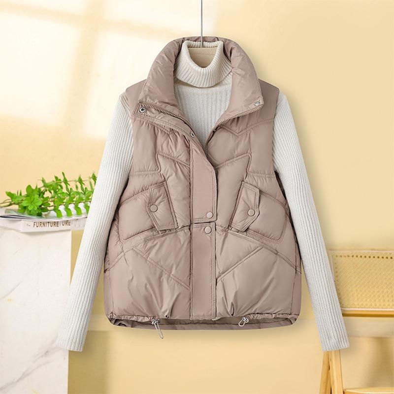 New Down Cotton Vest Women's Short Wear Vest Vest Vest Stand-up Collar Cotton Vest Jacket