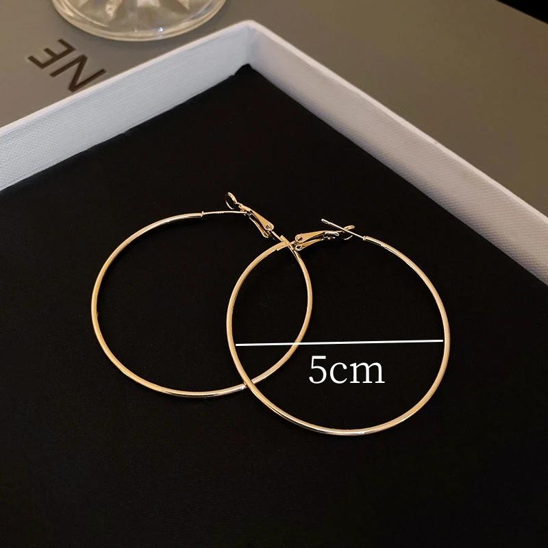 4CM 5CM 6CM Store Creoler for Kvinner Hiphop Rock Temperament Enkel Sirkel Rund Ørepynt Brincos Ornamenter Ørepynt
