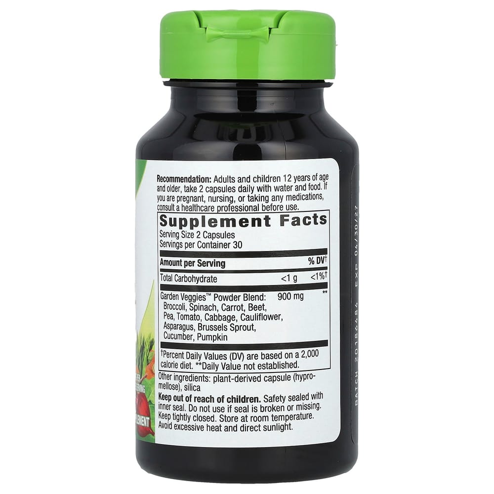 Nature's Way Garden Veggies 900mg Veggie Capsules, 60 Counts